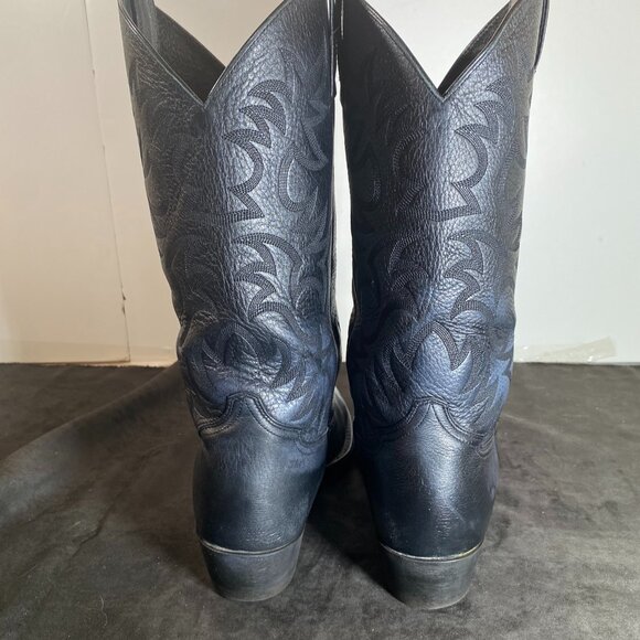 Men's 10.5 EE Vintage Ariat Black Leather Boots, Western Cowboy Boot, - Picture 13 of 15